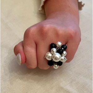 Black and White Tassel Ring